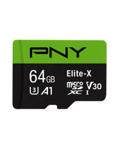 PNY Elite-X Class 10 U3 V30 microSD Flash Memory Card 64GB P-SDU64GU3100EX-GE