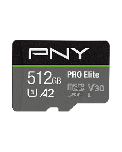 PNY PRO Elite Class 10 U3 V30 microSD Flash Memory Card 512GB P-SDUX512U3100PRO-GE