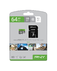 PNY Elite Class 10 U1 microSD Flash Memory Card 64GB P-SDUX64U185GW-GE