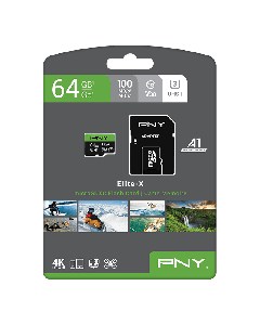 PNY Elite-X Class 10 U3 V30 microSD Flash Memory Card 64GB P-SDU64GU3100EX-GE